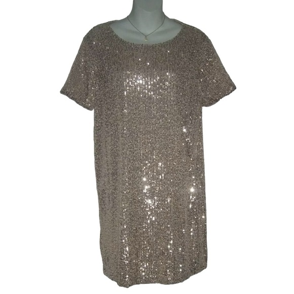 Ophelia Rose Dress Sequin Gold Glam Party Regency Mob Wife Glam Rock Holiday Art - Picture 1 of 11